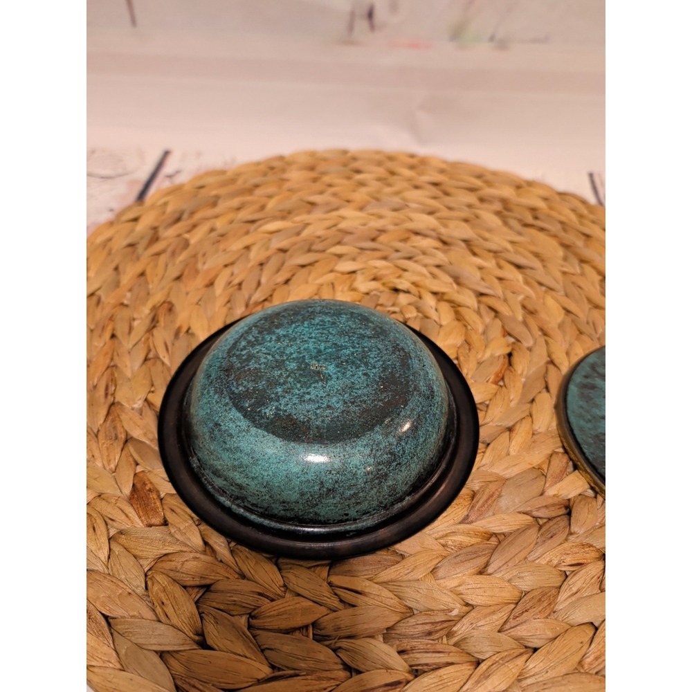 Brass Lidded Bowl with A Verdigris Finish Menorah Finial - Picture 5 of 10